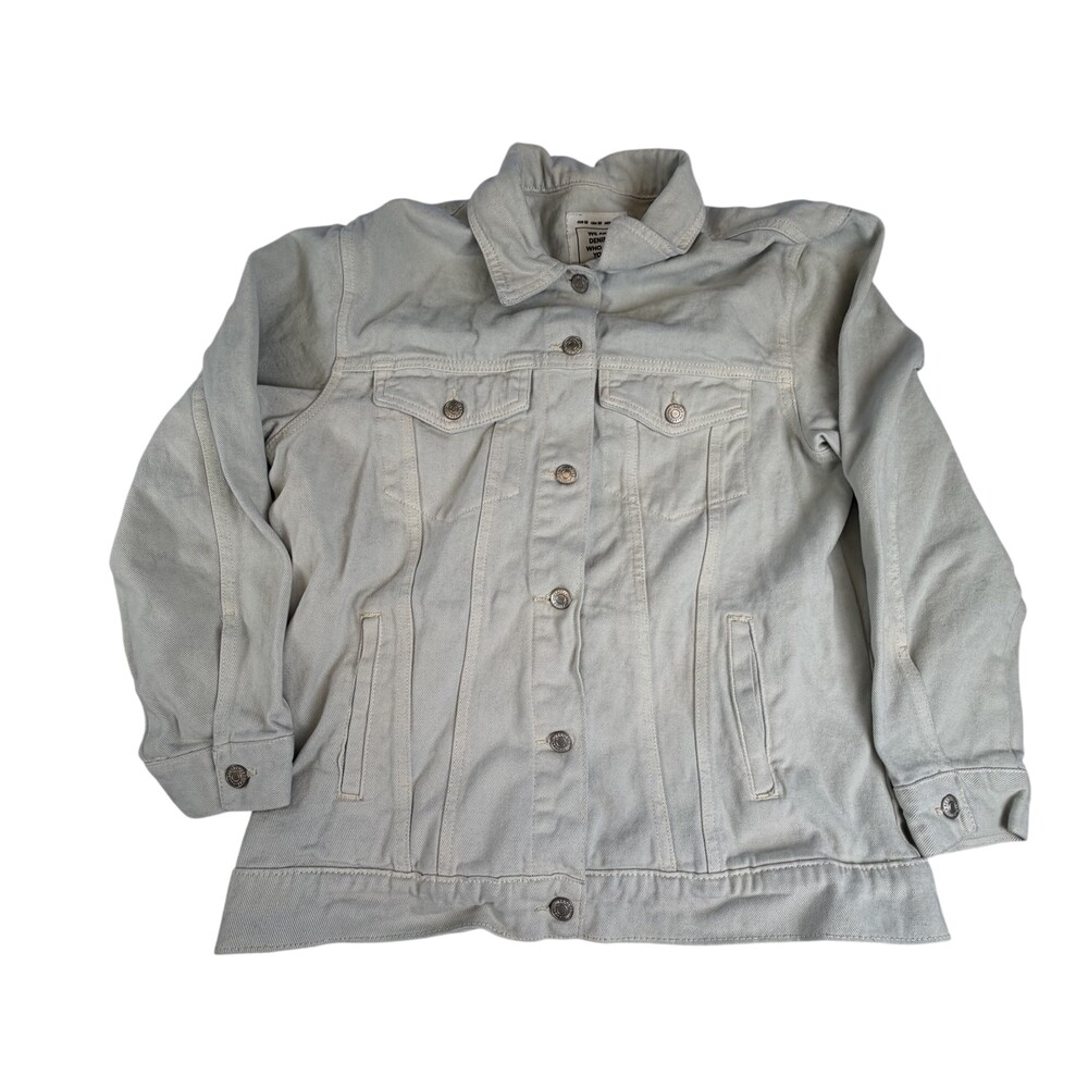 Pull&Bear Jacket Mens Medium Gray Denim Button Front Casual Trucker Style